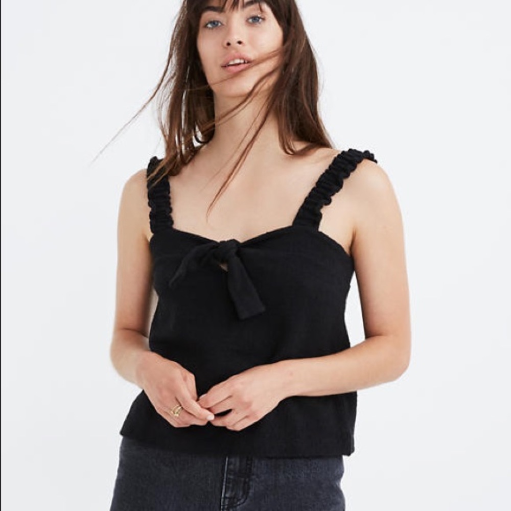 MADEWELL Texture&Thread • Black Front Tie Top